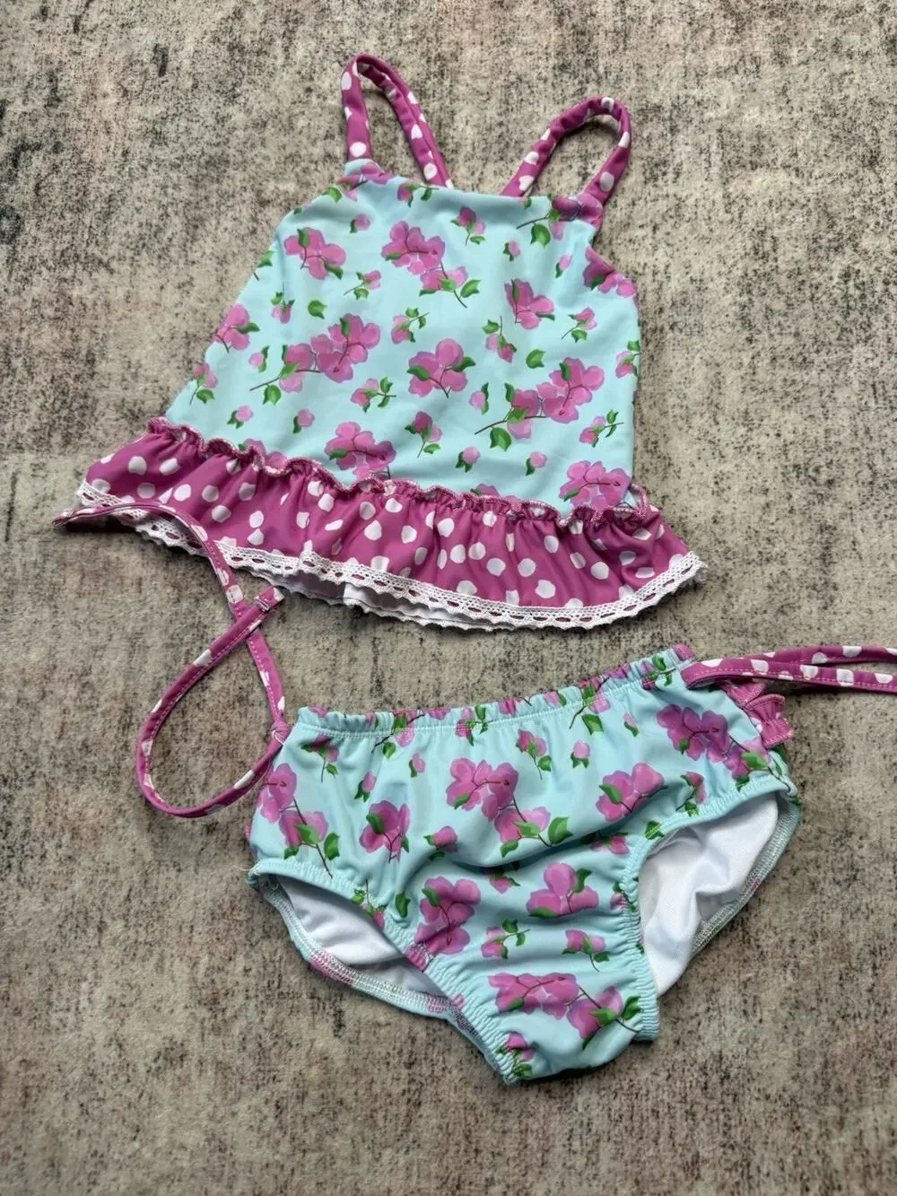 Sugar Bee Clothing Boutique Orange floral Swim Suit girls sz 6 beach resort